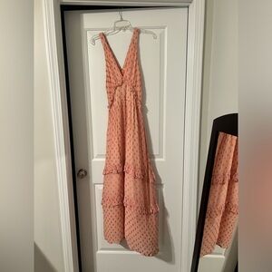 Peach tiered maxi dress. Perfect summer wedding guest dress